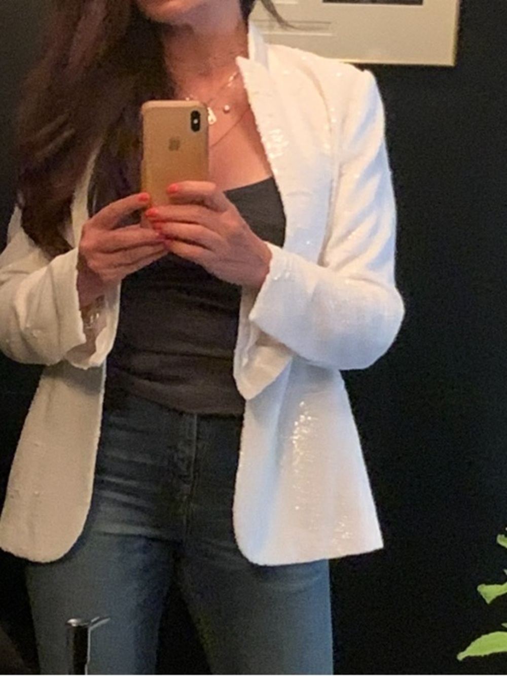 White Sequin Blazer Jacket - Elegant Chic